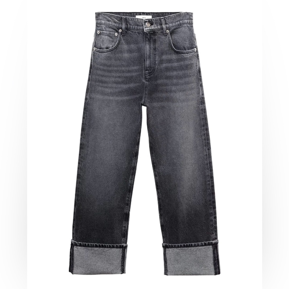 Wide Leg Black Washed Denim Jeans